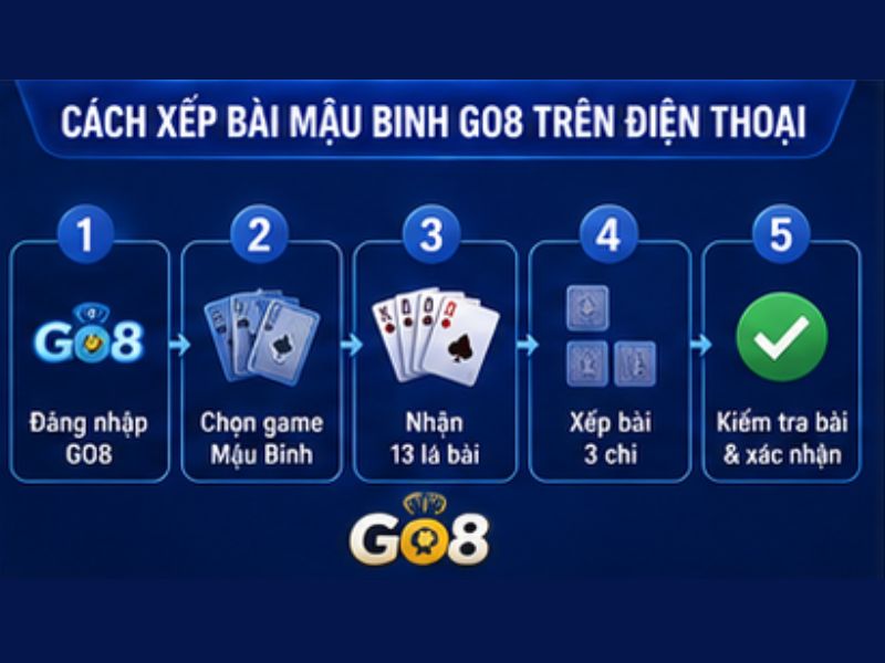 Cách xếp bài Mậu Binh GO8 trên điện thoại