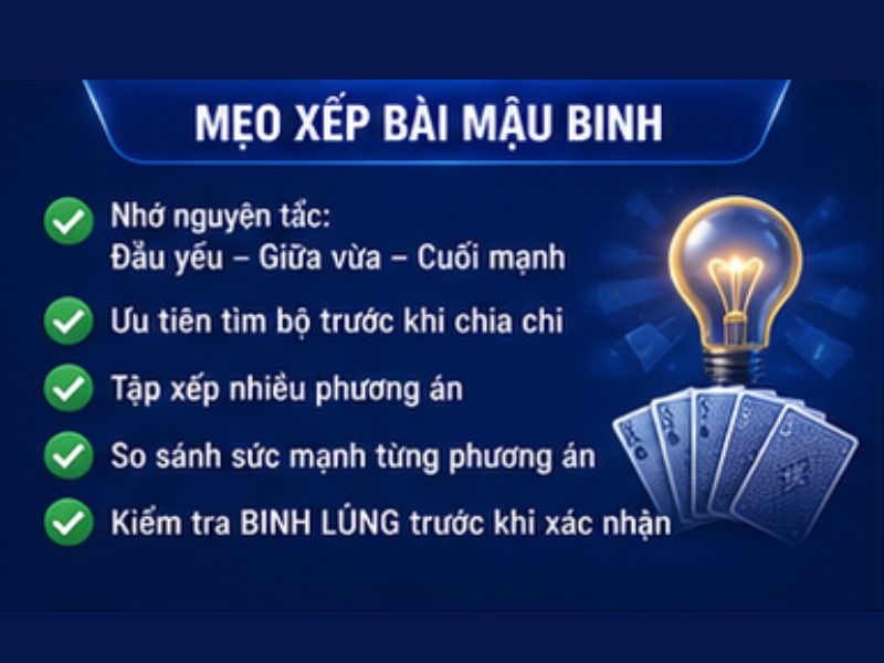 Cách xếp bài Mậu Binh để tăng khả năng thắng