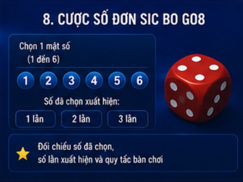 Cược Số Đơn Sic Bo GO8